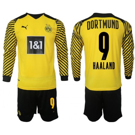 Borussia Dortmund Haaland 9 Kinder 2021/22 Heim Trikotsatz Langarm (+ Kurze Hosen)
